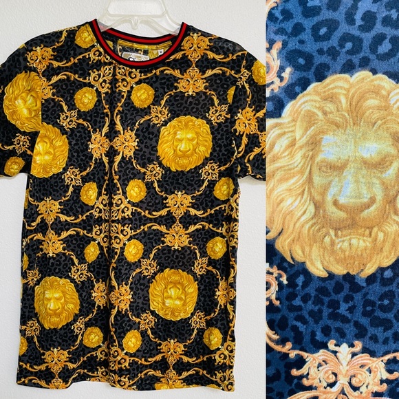 Fresh Prints of Bel-Air Other - FRESH PRINTS of BEL-AIR Italian Designer Style Baroque LIONS Head SHIRT L